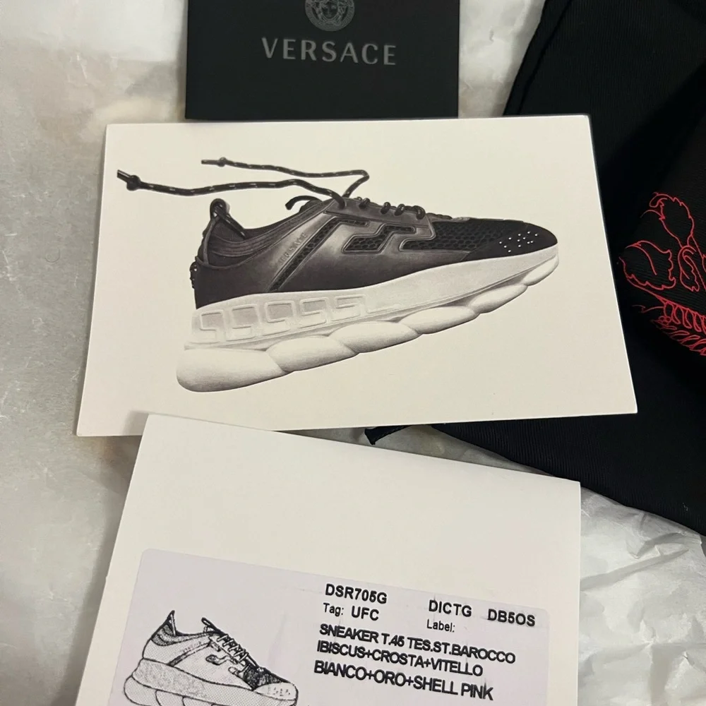 Versace Pink Beige Gold Barocco Platform Sneakers
